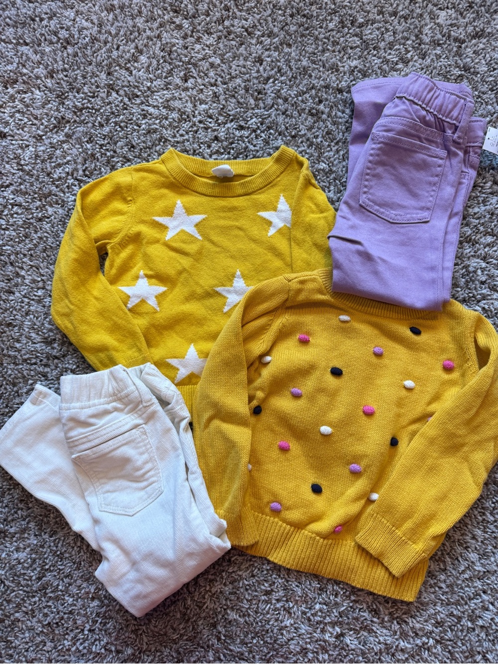 BabyGap Lot 3T Girls’ Yellow Star & Pom-Pom Sweaters and 2 pants